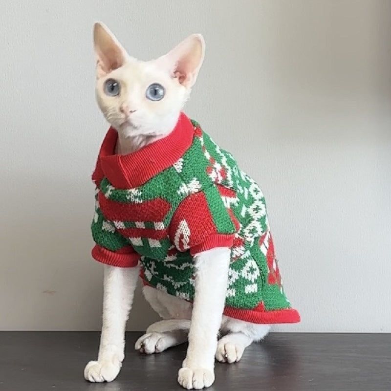 SOCKPET Christmas Snowflake Sweater for Hairless Cats product photo