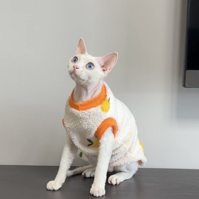 SOCKPET Sphinx Winter Plush Vest with Fruit Patterns product photo