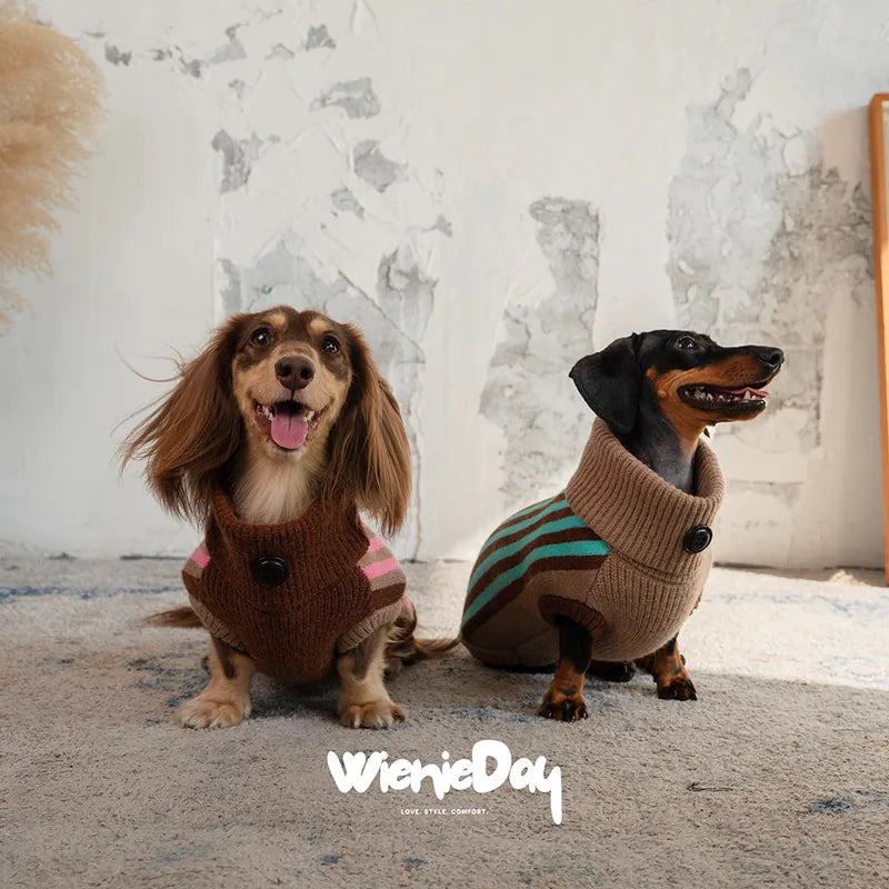 WienieDay Cannele Striped Dachshund Sweater Vest — product view 3