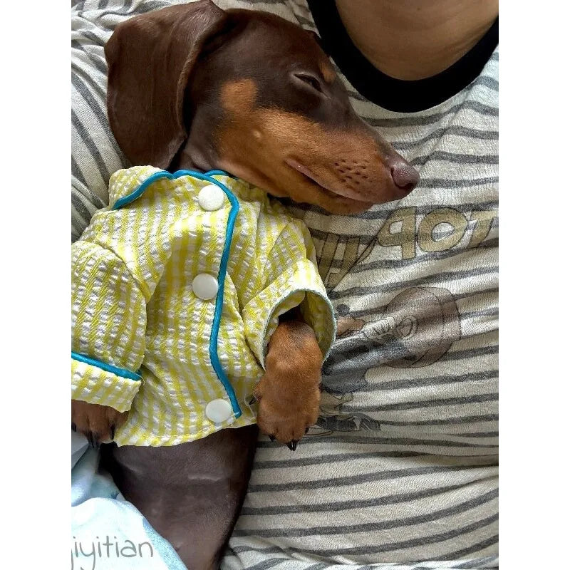 Yellow Plaid Dog Pajama Shirt — product view 3