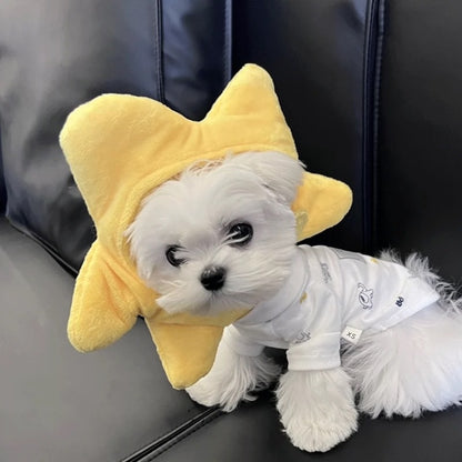 Holiday Cute Cat and Dog Yellow Star Hat
