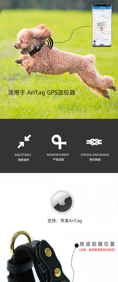 Pet Dog Exclusive AirTag Leather Protective Case Collar Apple Tracker Positioning Anti-Lost Neck Ring