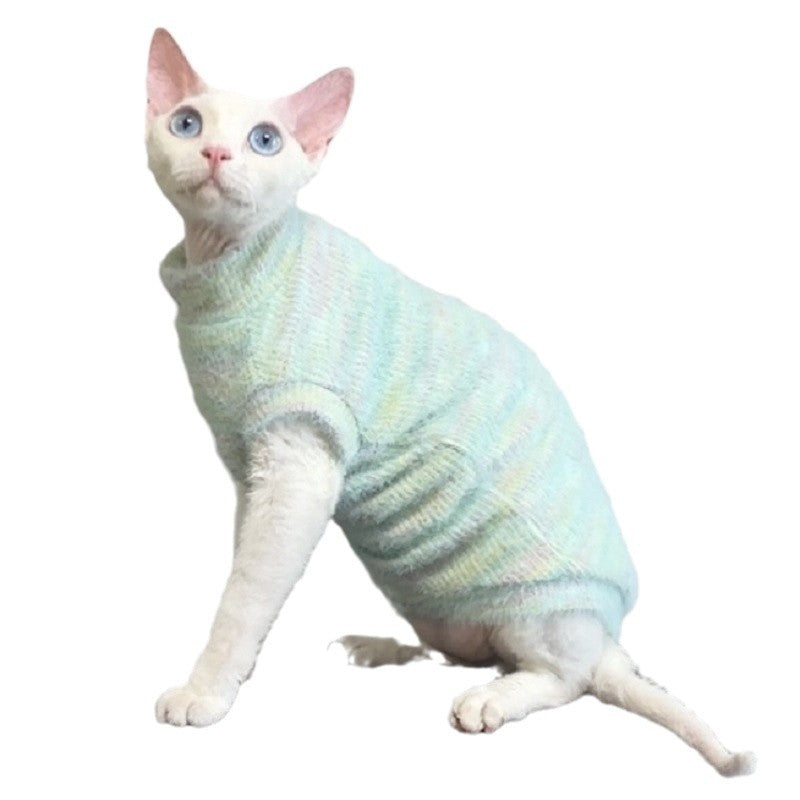 Short-Legged Cat Sphinx Hairless Cat Clothes German Pet Cat Autumn and Winter Homewear Soft Warm