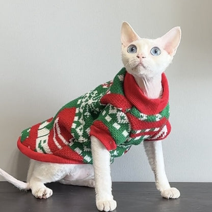 Christmas Snowflake Elk Pet Clothes Devins Finks Hairless Cat Close-Fitting Autumn and Winter Sweater Thickened