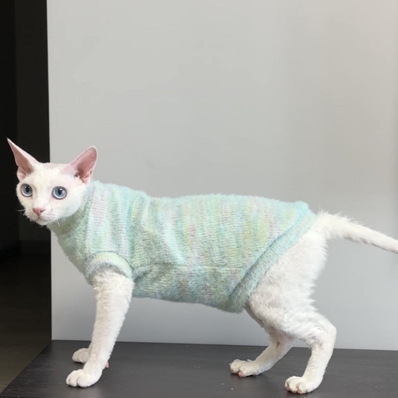 Short-Legged Cat Sphinx Hairless Cat Clothes German Pet Cat Autumn and Winter Homewear Soft Warm