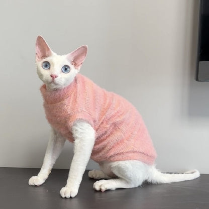 Short-Legged Cat Sphinx Hairless Cat Clothes German Pet Cat Autumn and Winter Homewear Soft Warm