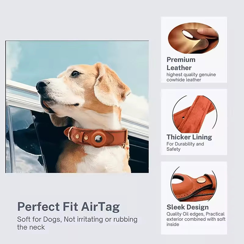 Pet Dog Exclusive AirTag Leather Protective Case Collar Apple Tracker Positioning Anti-Lost Neck Ring