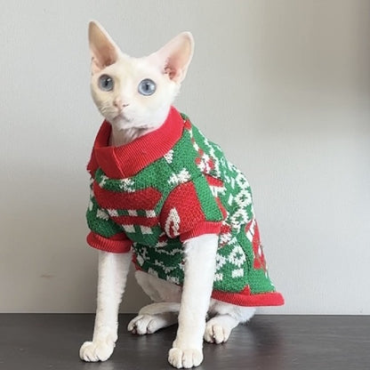 Christmas Snowflake Elk Pet Clothes Devins Finks Hairless Cat Close-Fitting Autumn and Winter Sweater Thickened