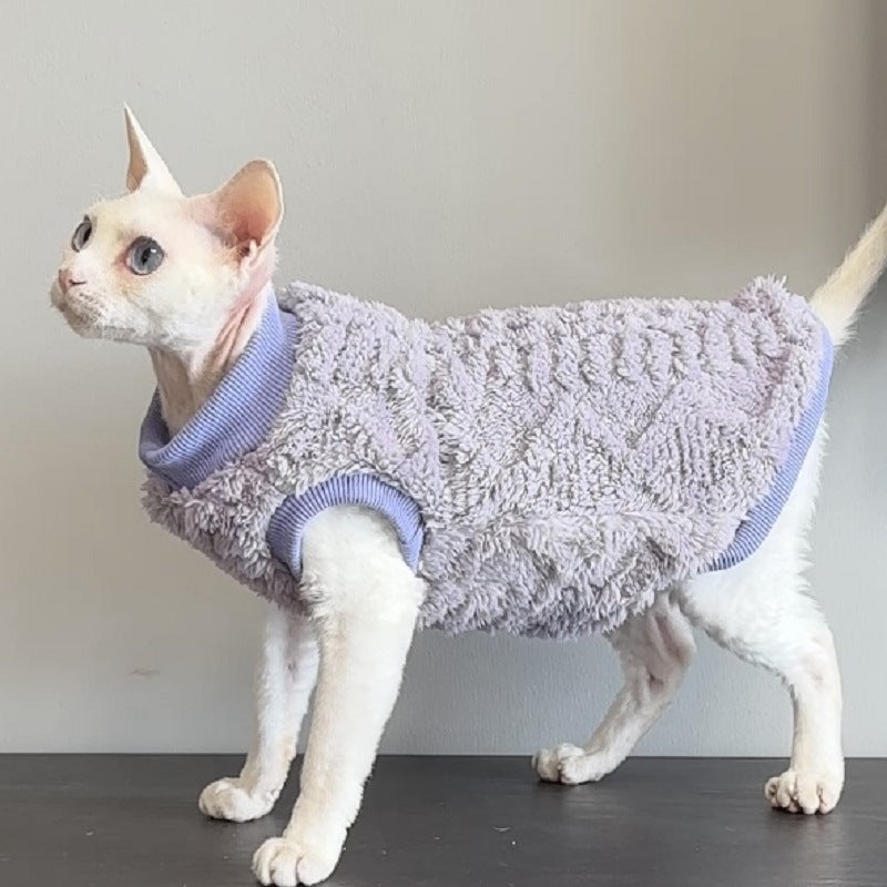 Sphinx Pet Jacquard Cotton Velvet Hairless Cat Two Feet Apparel Warm Soft Comfortable Hairless Cat Clothes