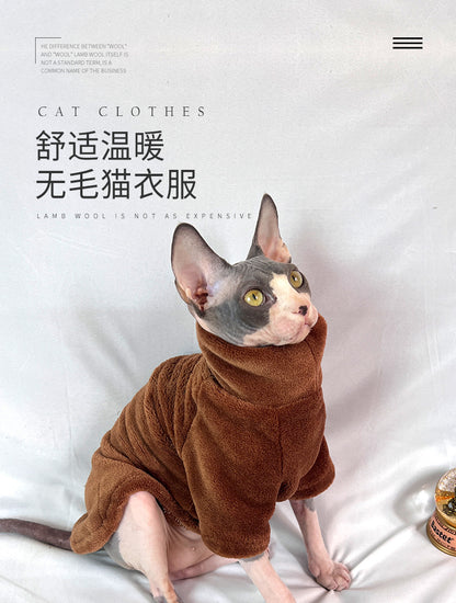 Hairless Cat Clothes Autumn and Winter Thickened Sphinx Cat Clothes Wholesale German Mink Velvet Warm Bottoming Comfortable