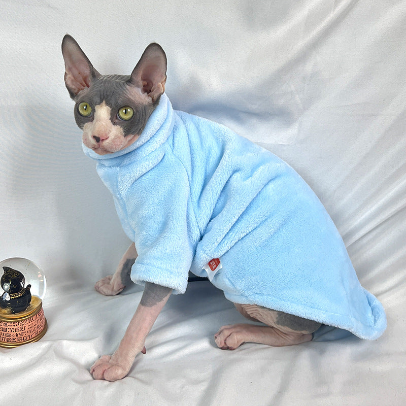 Hairless Cat Clothes Autumn and Winter Thickened Sphinx Cat Clothes Wholesale German Mink Velvet Warm Bottoming Comfortable