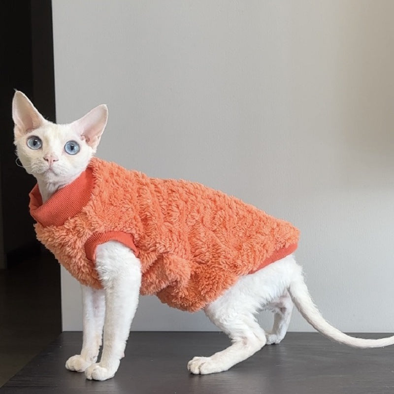 Sphinx Pet Jacquard Cotton Velvet Hairless Cat Two Feet Apparel Warm Soft Comfortable Hairless Cat Clothes