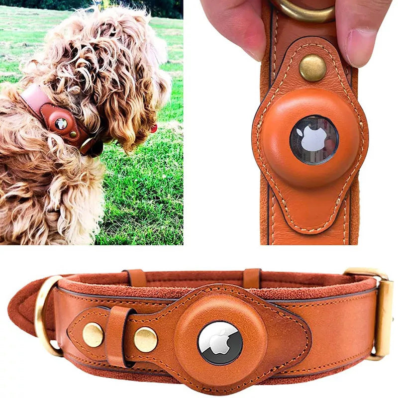 Pet Dog Exclusive AirTag Leather Protective Case Collar Apple Tracker Positioning Anti-Lost Neck Ring