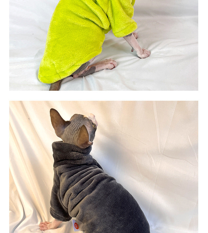 Hairless Cat Clothes Autumn and Winter Thickened Sphinx Cat Clothes Wholesale German Mink Velvet Warm Bottoming Comfortable