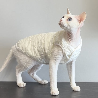 Double-Layer Cotton Vest Lint-Free Cat Clothes Devins Finks Pet Clothes Simple Embroidered Autumn and Winter New Vest