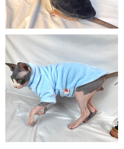 Hairless Cat Clothes Autumn and Winter Thickened Sphinx Cat Clothes Wholesale German Mink Velvet Warm Bottoming Comfortable