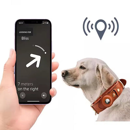 Pet Dog Exclusive AirTag Leather Protective Case Collar Apple Tracker Positioning Anti-Lost Neck Ring