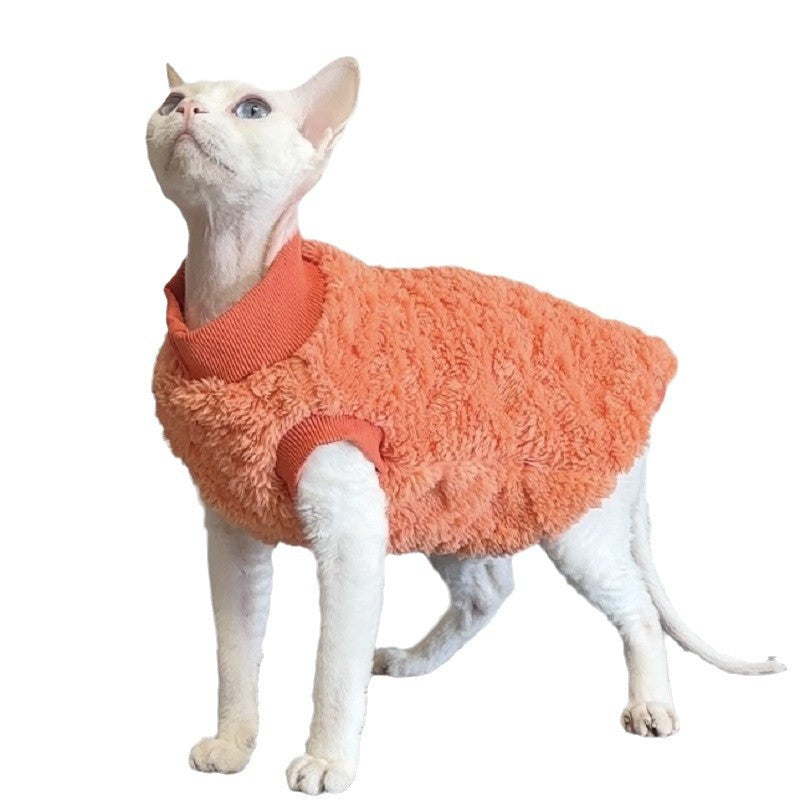 Sphinx Pet Jacquard Cotton Velvet Hairless Cat Two Feet Apparel Warm Soft Comfortable Hairless Cat Clothes