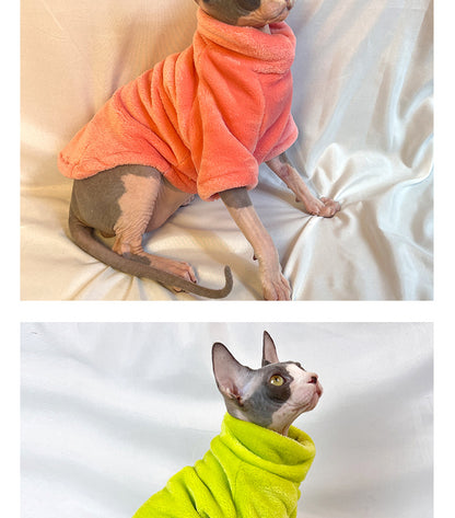 Hairless Cat Clothes Autumn and Winter Thickened Sphinx Cat Clothes Wholesale German Mink Velvet Warm Bottoming Comfortable