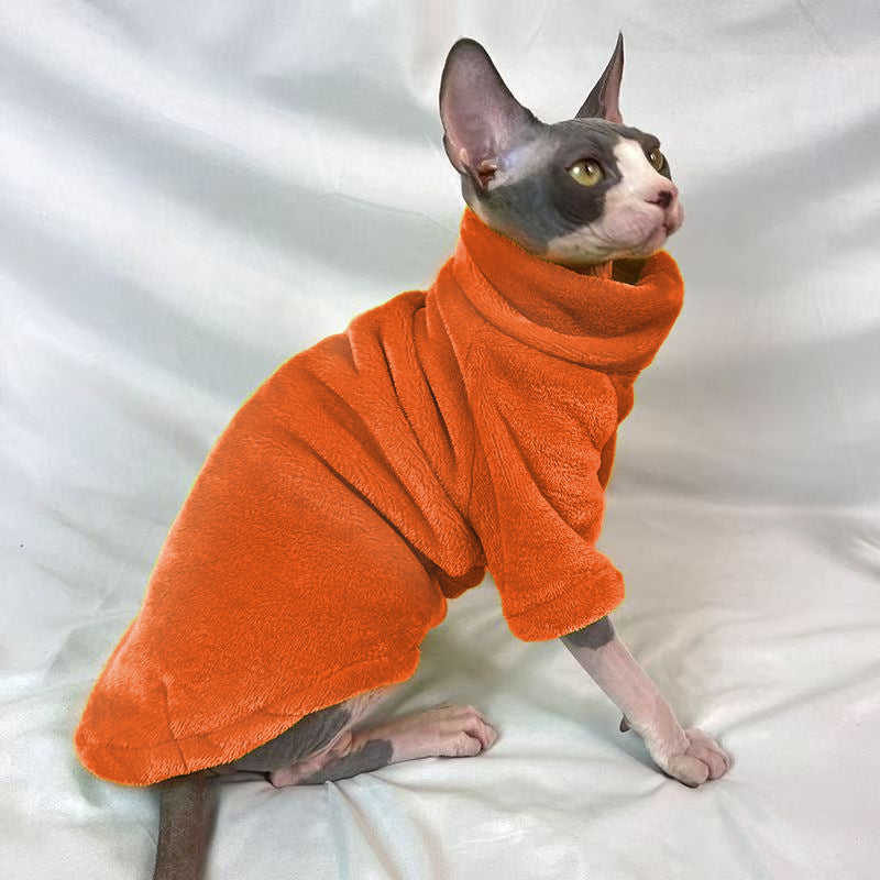 Hairless Cat Clothes Autumn and Winter Thickened Sphinx Cat Clothes Wholesale German Mink Velvet Warm Bottoming Comfortable