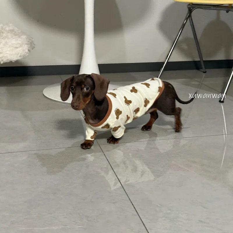 Dachshund-print pajamas full side view