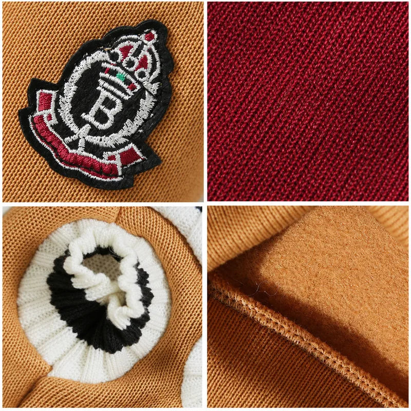 Dog sweater knit, trim and seam details