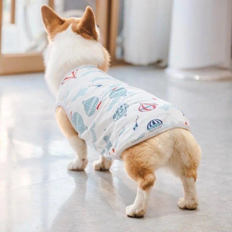 Hot-air-balloon dog vest back view