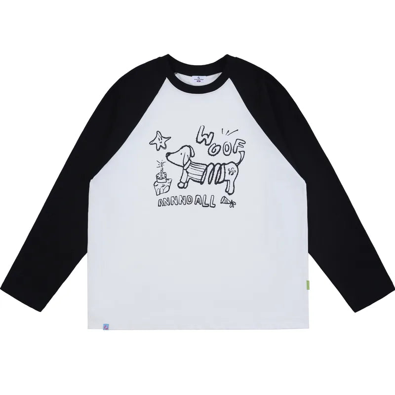 Matching owner top in white with black sleeves