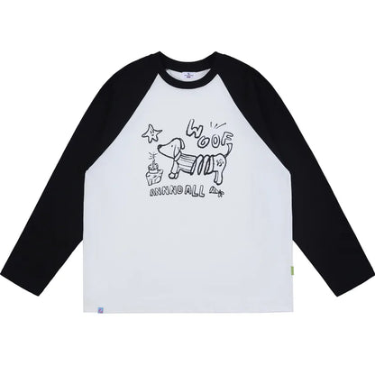 Matching owner top in white with black sleeves
