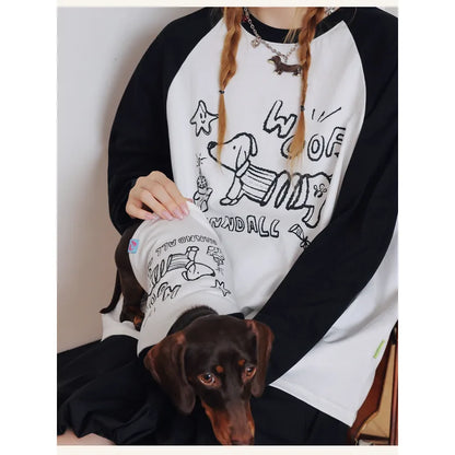 Black raglan owner top and coordinating dog T-shirt