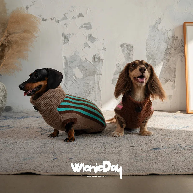 WienieDay Cannele Striped Dachshund Sweater Vest — product view 2