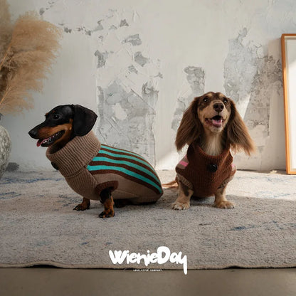 WienieDay Cannele Striped Dachshund Sweater Vest — product view 2