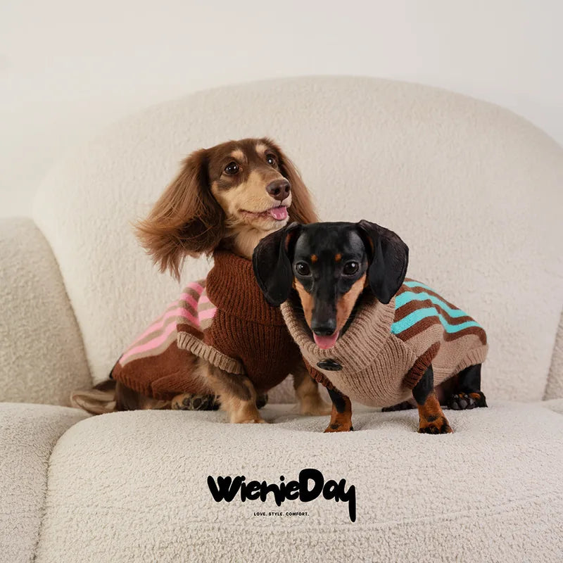 WienieDay Cannele Striped Dachshund Sweater Vest — product view 4