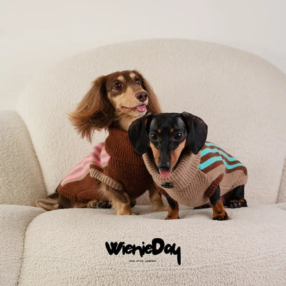 WienieDay Cannele Striped Dachshund Sweater Vest — product view 4
