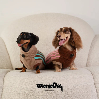WienieDay Cannele Striped Dachshund Sweater Vest — product view 5