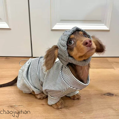 Striped Dachshund Onesie & Hat Options — product view 2