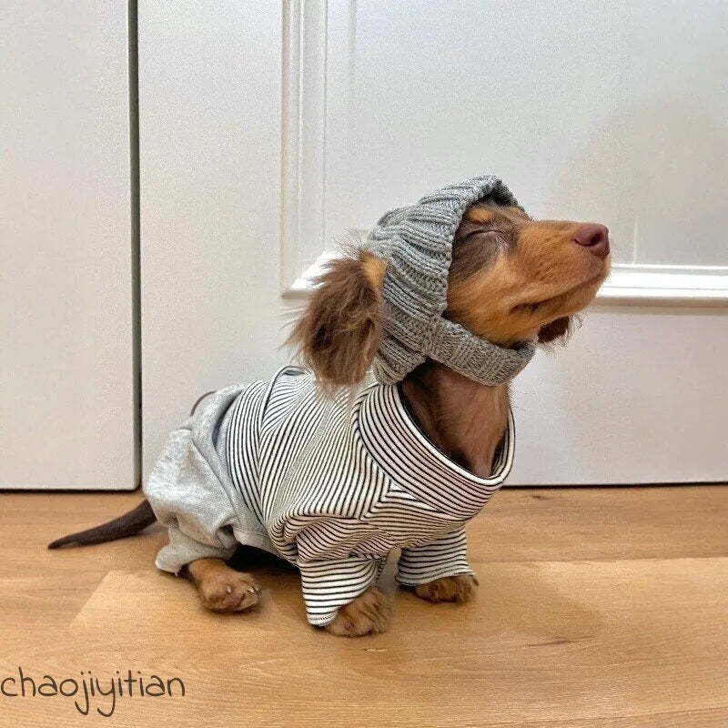 Striped Dachshund Onesie & Hat Options — product view 4