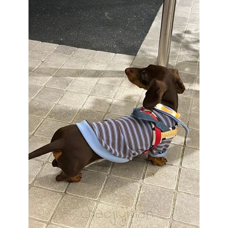 Blue & Brown Stripe Dog Polo — product view 1