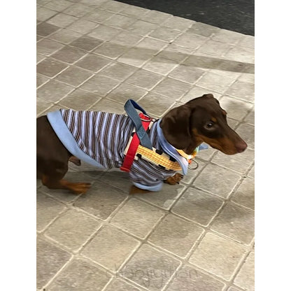 Blue & Brown Stripe Dog Polo — product view 2