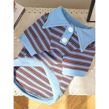 Blue & Brown Stripe Dog Polo — product view 4