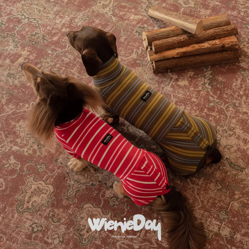 WienieDay Striped Dachshund Onesie — detail view 1