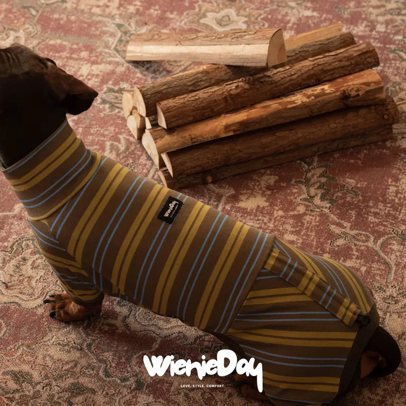 WienieDay Striped Dachshund Onesie — detail view 2