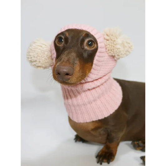 Pom-Pom Knit Pet Snood — Light Pink