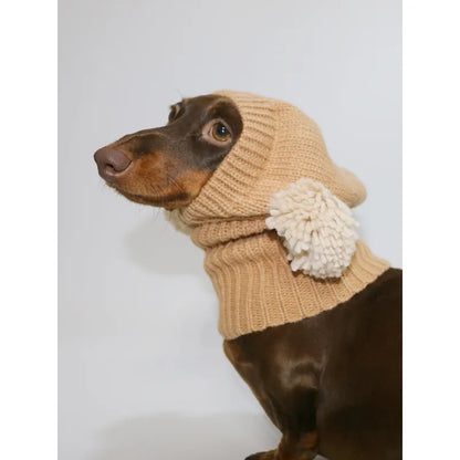 Pom-Pom Knit Pet Snood — Khaki