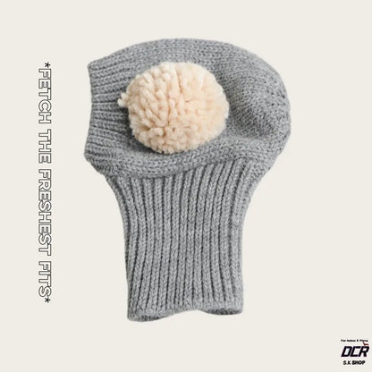 Pom-Pom Knit Pet Snood — Light Gray