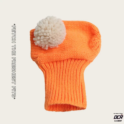 Pom-Pom Knit Pet Snood — Orange