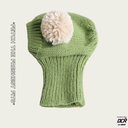 Pom-Pom Knit Pet Snood — Grass Green