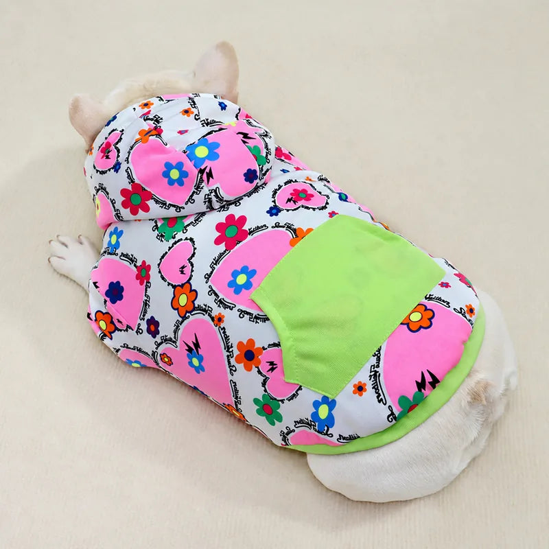 Heart Print Dog Hoodie — detail view 2