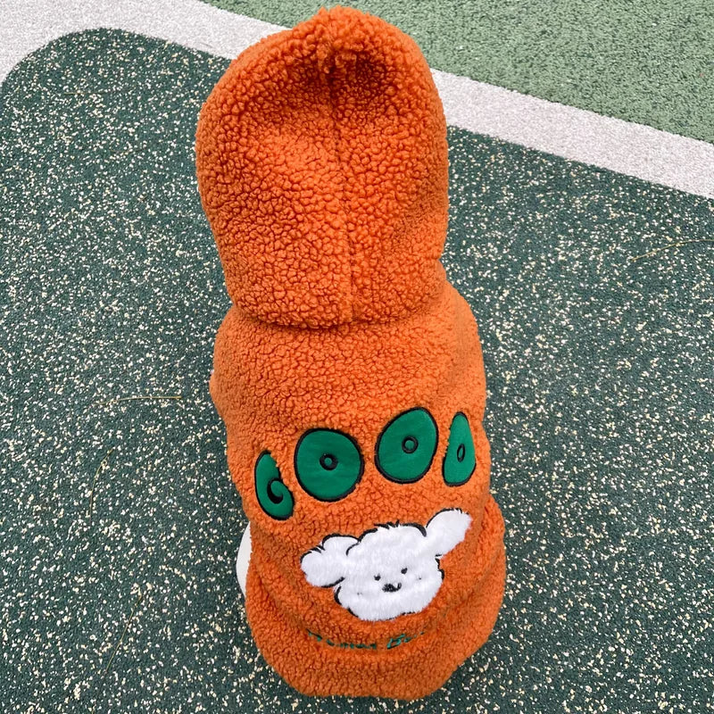 Orange Hooded Dog Coat — detail view 3