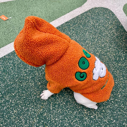 Orange Hooded Dog Coat — detail view 5
